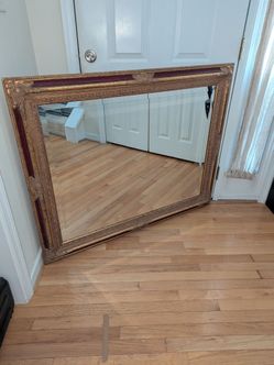 Large Antique Wooden Mirror 48" x 38"