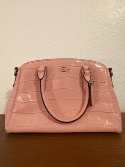 Coach Pink Croc Embossed Patent Leather Satchel