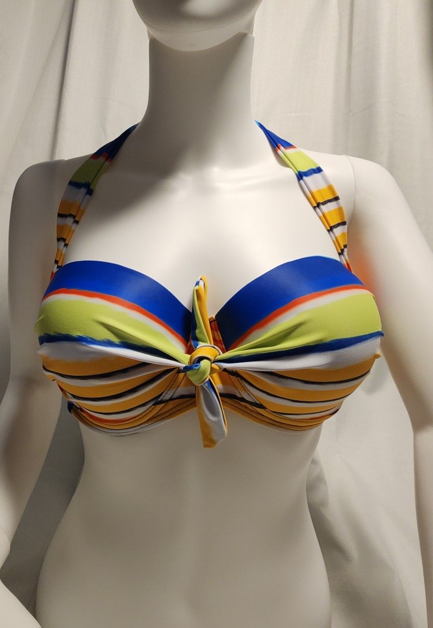 Halter Tie Vibrant Bikini Top Size Large