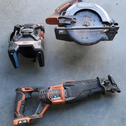 RIDGID -reciprocating saw/  6-1/2 inch circular saw/ mini job site AM/FM