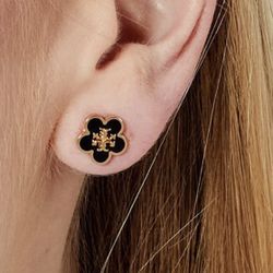 TORY BURCH KIRA ENAMEL FLOWER STUD EARRING NEW 