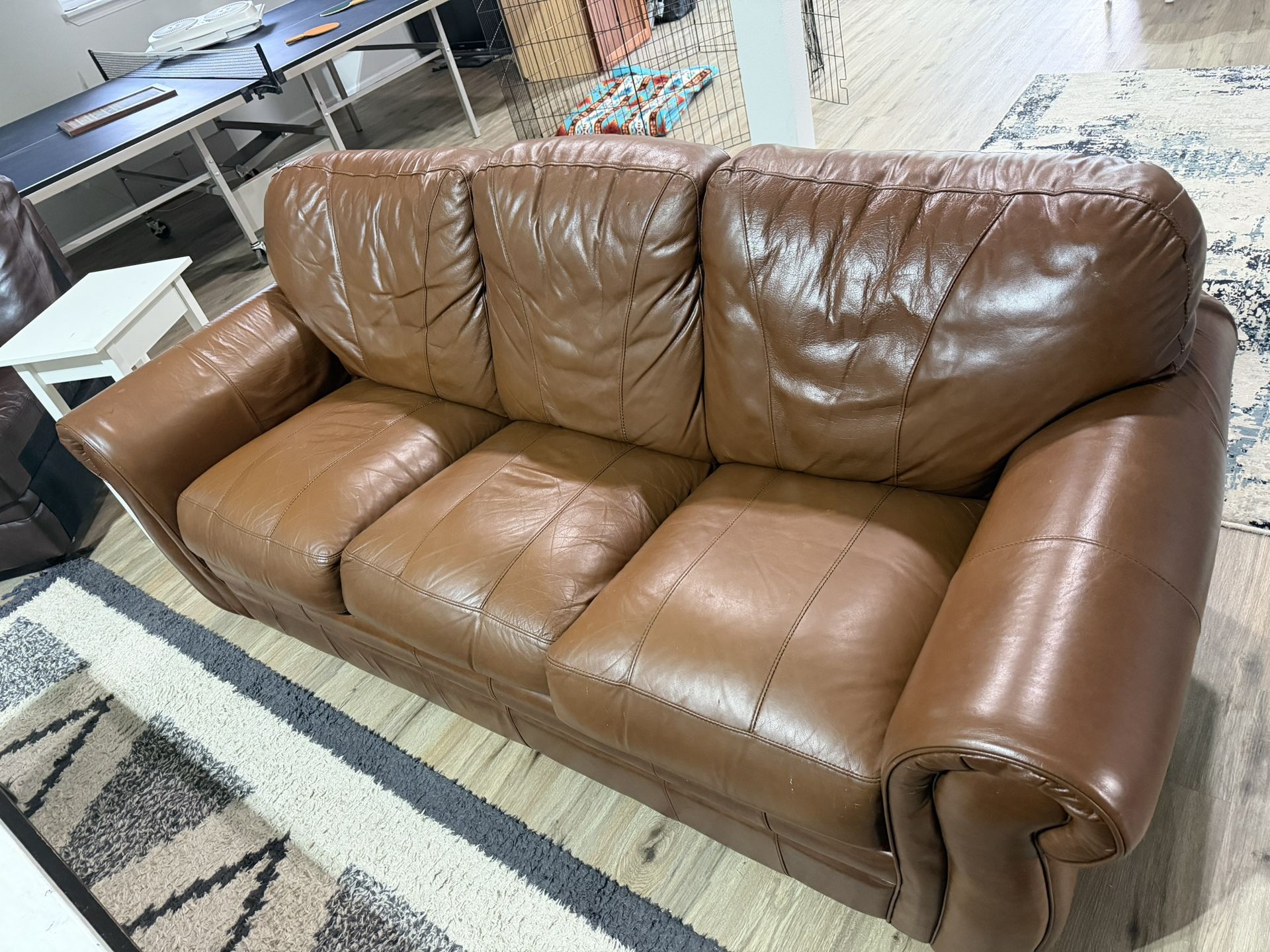 Leather Couch - Pullout Bed