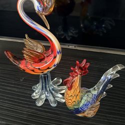 Blown glass bird figurines