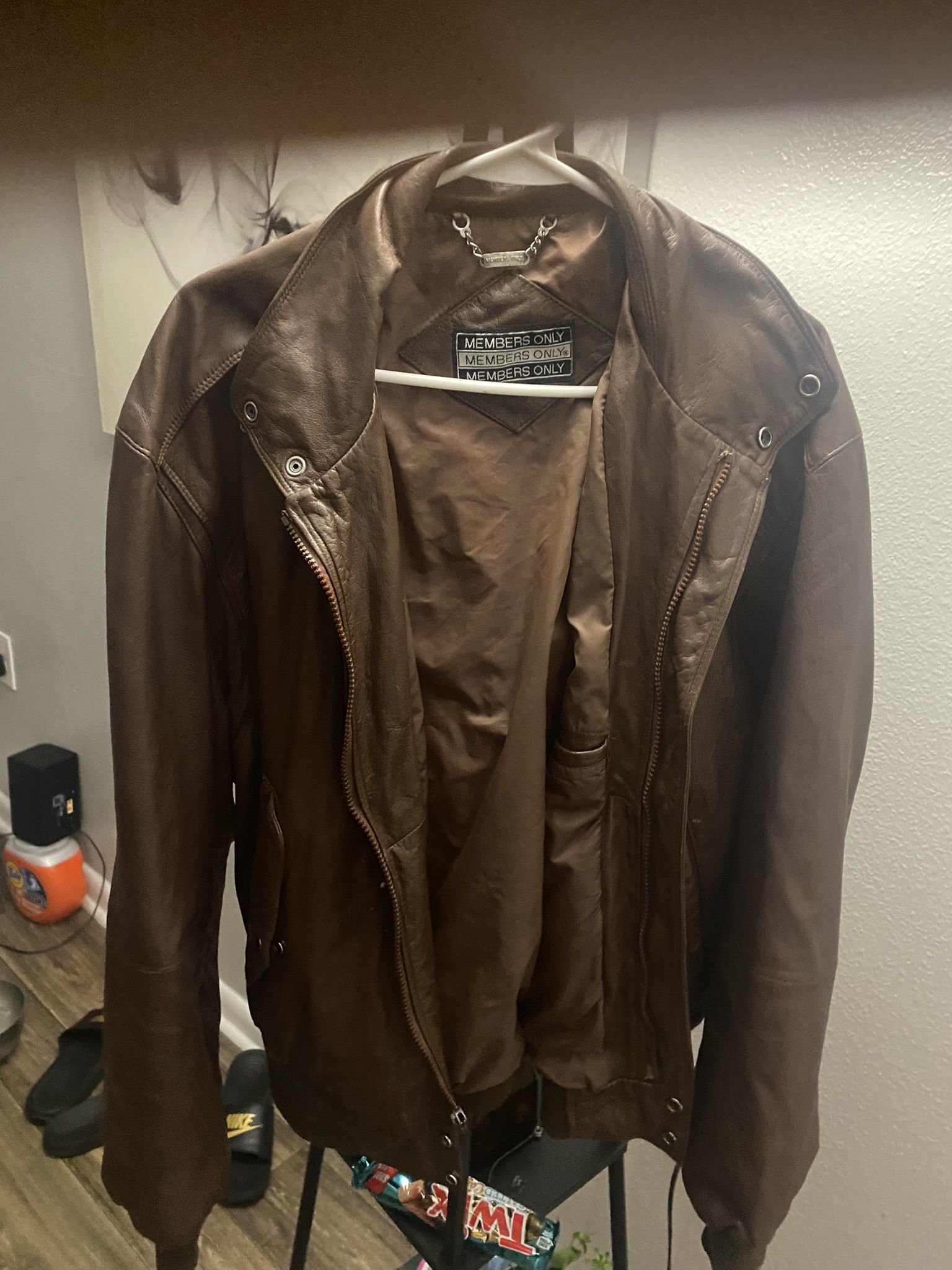Brown Size 44 OR LARGE Genuine Leather Men’s Jacket 