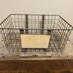 Vintage Heavy Gauge Metal Storage Basket 
