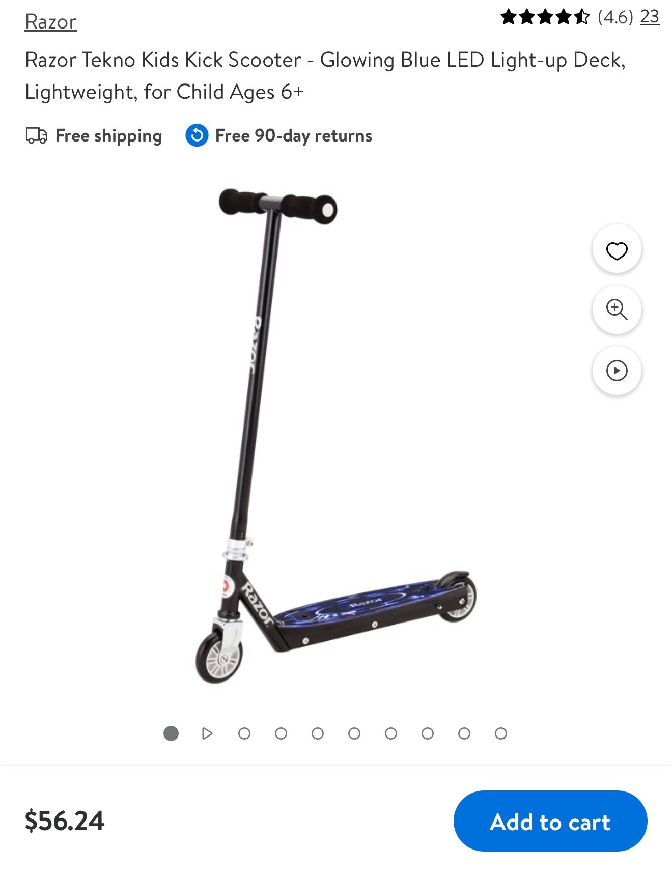 Razor Tekno Kids Kick Scooter - Glowing Blue LED Light-up Deck, Lightweight, for Child Ages 6+