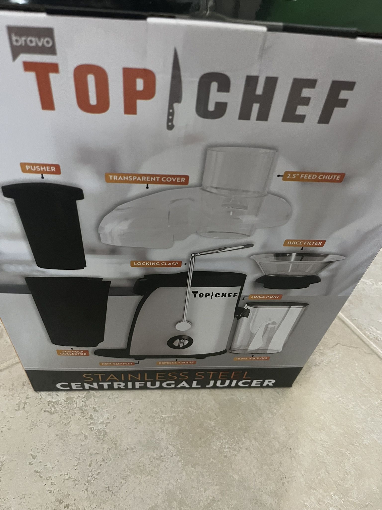 The Top Chef Wide Mouth Stainless Steel Dual Speed Centrifugal Juicer Machine. NEW