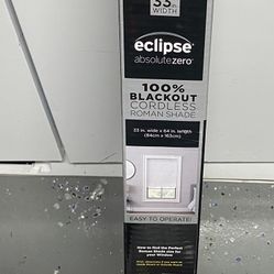 Eclipse Rozel Cortina Romana Inalámbrica 100% Opaca para Ventana, 33 Pulgadas de Ancho x 64 Pulgadas de Largo, Blanco