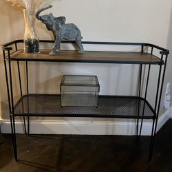 Wood Black Metal Entryway Entry Table Serving Buffet Display Side Table Behind The Couch Stand