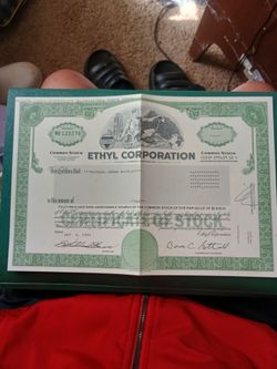 Stock Certificate 1995 Ethyl Corporation