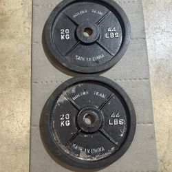 Set Of 44lb Rubber Rimmed Olympic Weight Plates 