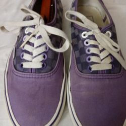 Old School Purple Checkered Vans Skatter Shoes