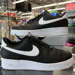 Nike Air Force 1 Low 07 Black White Pebbled Leather