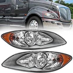 Headlights Assembly Fit for 2008-2016 International ProStar,Halogen Headlamps Assembly, Driver and Passenger Side (Chrome)