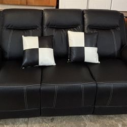 Modern Black Triple Reclining Sofa