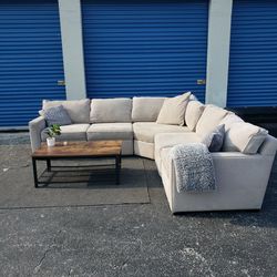 (Delivery Available) Tan/Biege Macys Sectional Couch Sofa 