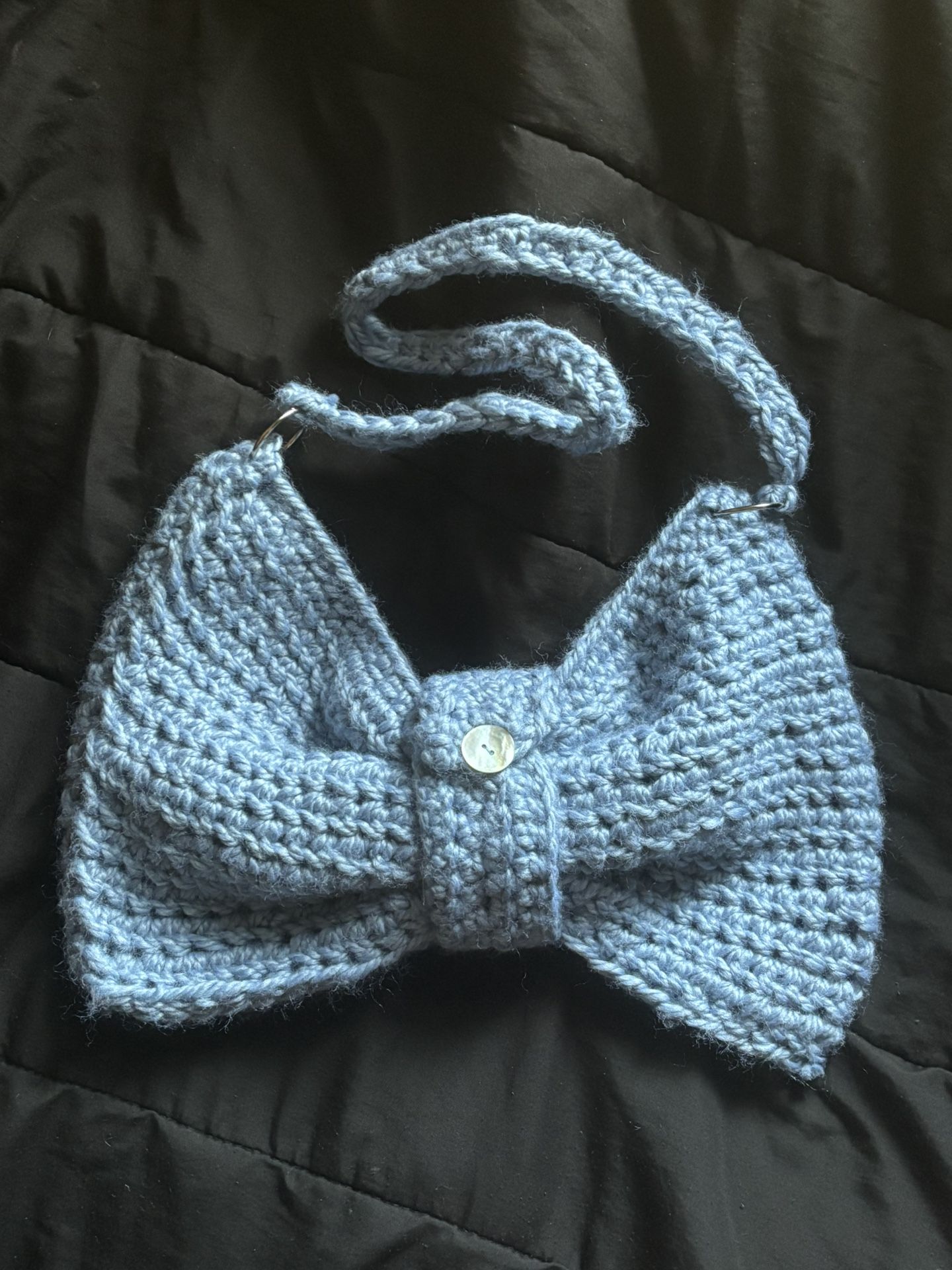 Big Blue crochet bow purse