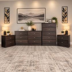 DRESSER, CHEST AND TWO NIGHSTANDS 