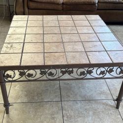 Wrought Iron Coffee table with tile top. 6 tiles x 6 tiles(40 in x 40 inch/20 inches tall)