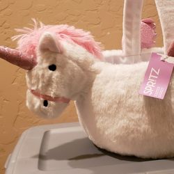 Plush Unicorn Easter Basket with Wings