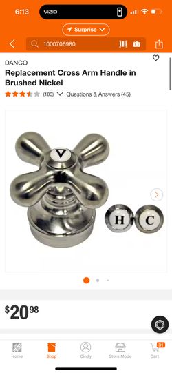 DANCO Replacement Cross Arm Handle in Brushed Nickel