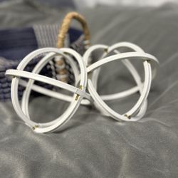 2-White Metal Orb Sculpture