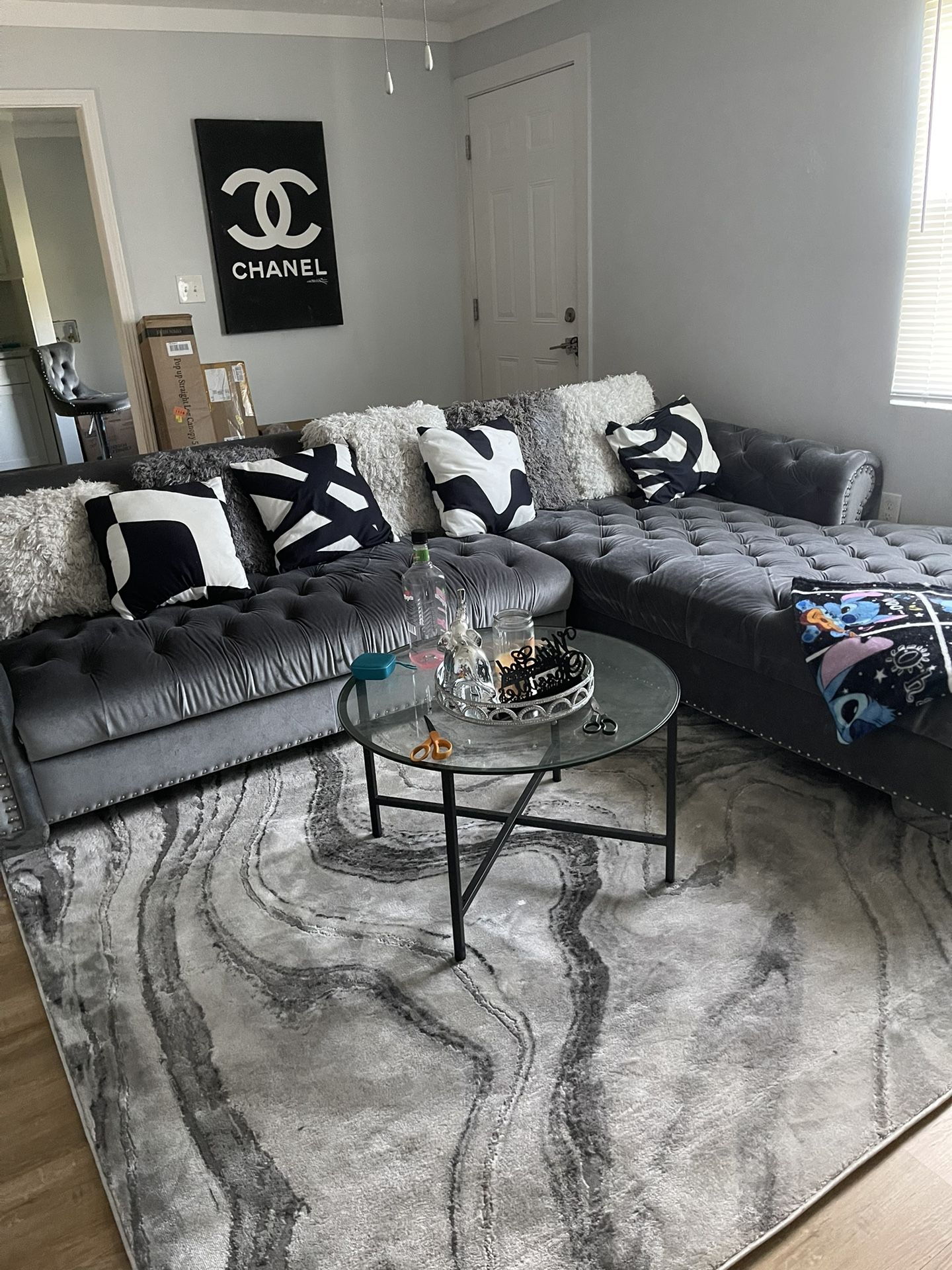 Grey Tufted Couch