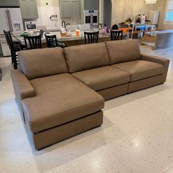 New Brown Top Grain Leather Sectional Couch