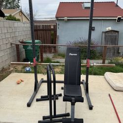 Squat Rack - Olympic Barbell - Bench - Dip Bars