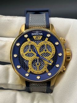 INVICTA S1 RALLY 19626 MEN'S WATCH QUARTZ 48MM BLUE GOLD *6075