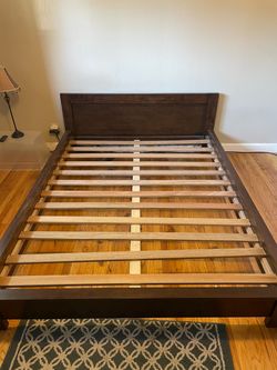 Solid Wood Queen Bed Frame w/ Headboard & Slats – Excellent Condition – $45 OBO