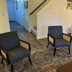 Accent Chairs - Grey Rattan Set of 2