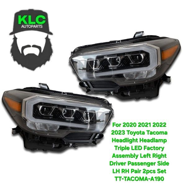 For 2020 2021 2022 2023 Toyota Tacoma Headlight Headlamp Triple LED Factory Assembly Left Right Driver Passenger Side LH RH Pair 2pcs Set TT-TACOMA-A1