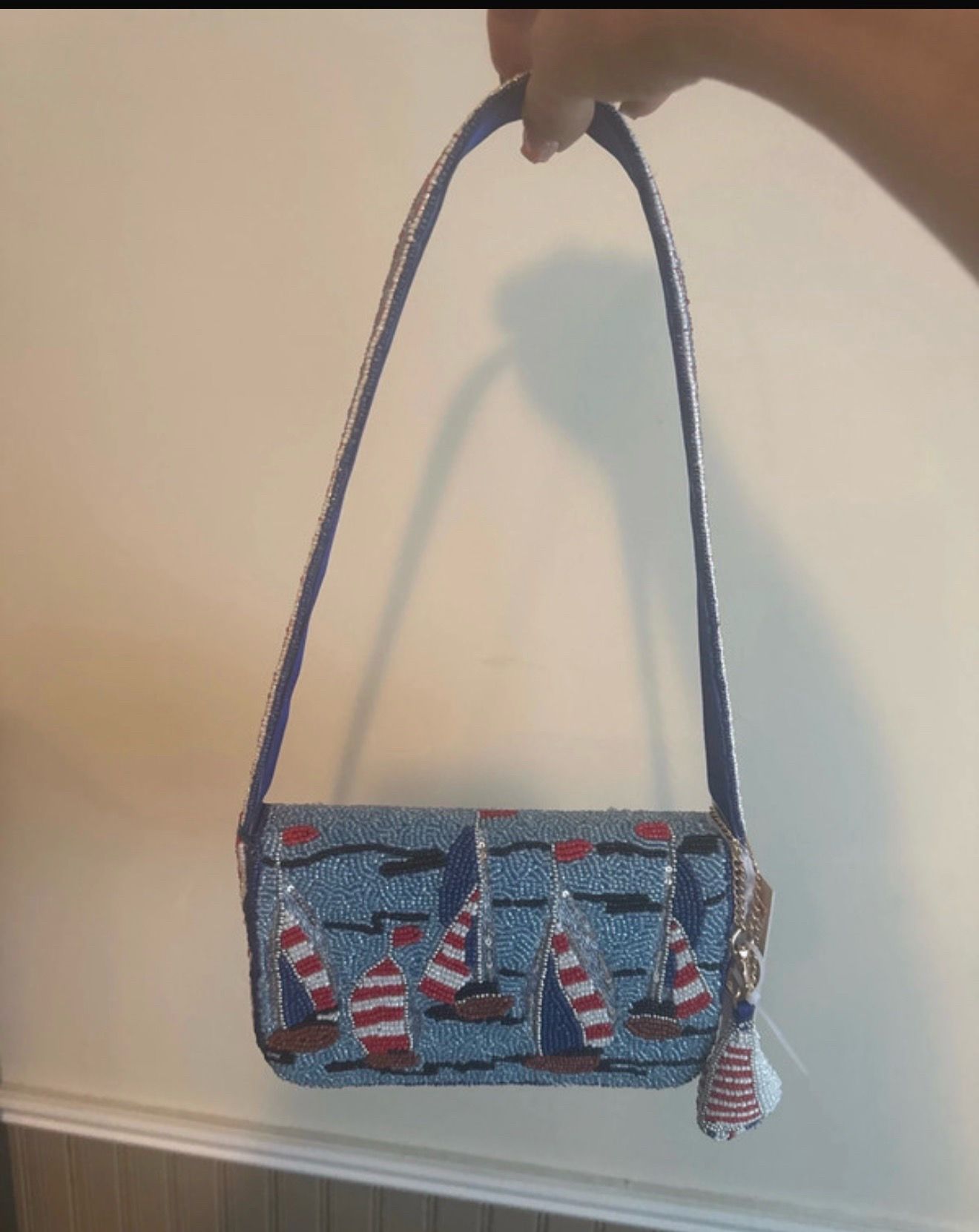 Beaded sailboat shoulder bag
