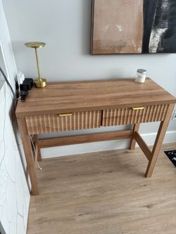 Wood Desk Gold Accents