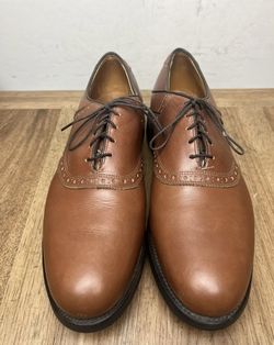 Allen Edmonds Payson Oxford Brown Leather Mens Golf Shoes Cleats Sz 12 D