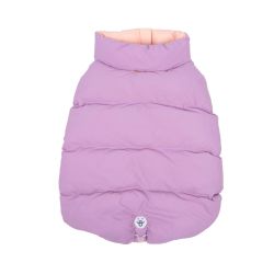 Dog Jacket, Large, Purple Quilted Puffer w Bubble Hem, NEW