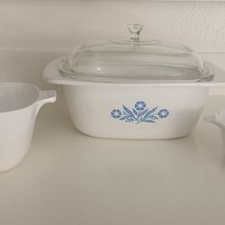 Vintage Corningware Blue Cornflower Dutch Oven & 2 Small Casserole Dishes ✨$60 For SET✨