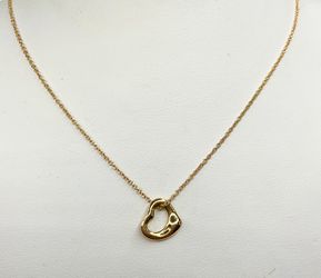 18K Rose Gold Tiffany & Co. Elsa Peretti Open Heart Pendant 16” 