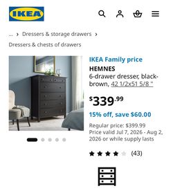 IKEA HEMNES 6-DRAWER DRESSER (BRAND NEW IN BOX)