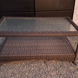 Outdoor Brown Rattan Wicker Coffee Table