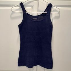 Mossino Supply Co Womens XS Knit Tank Top Navy Blue Textured Semi Sheer Stretch