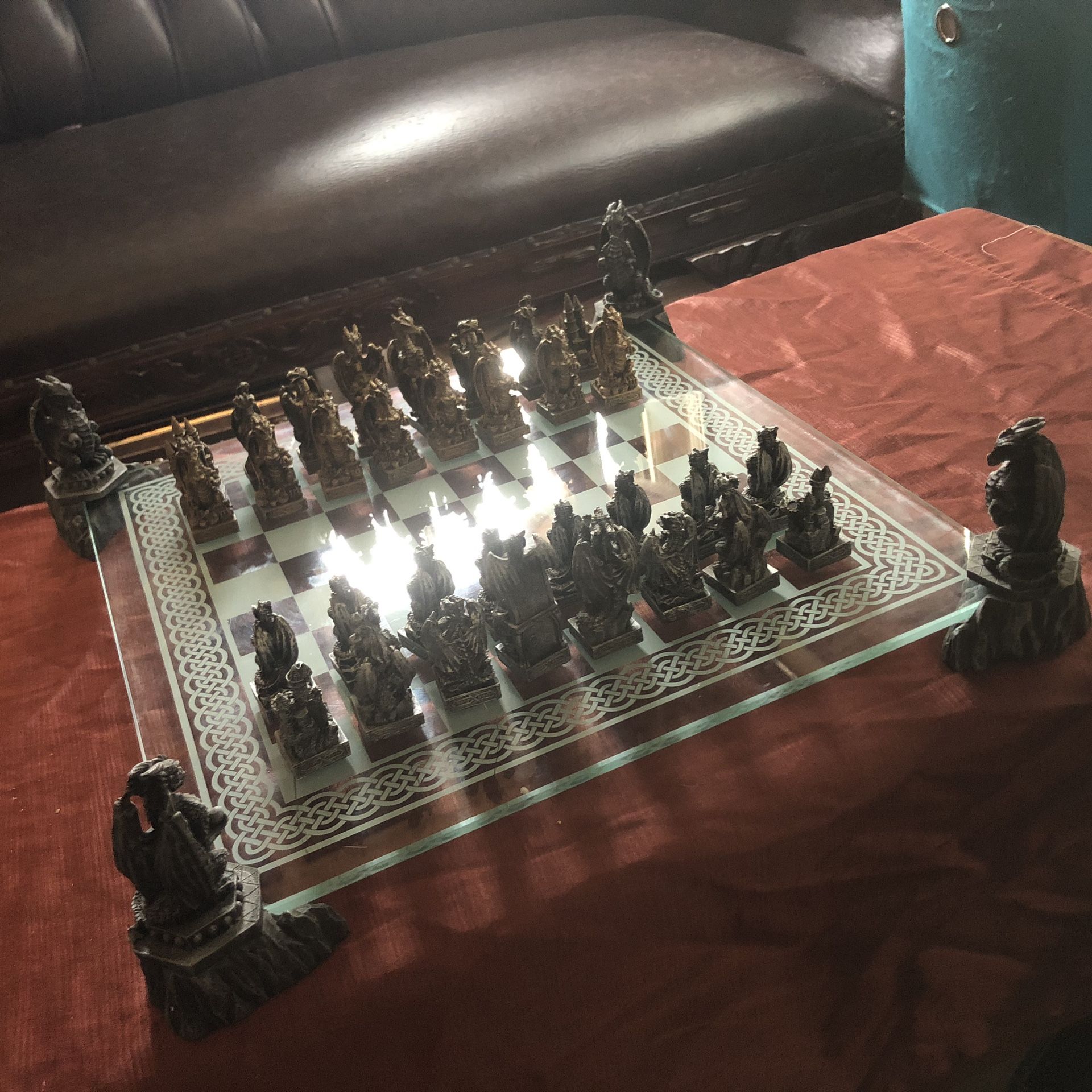 Glass Ultimate Fantasy Dragon Chess Set Realm D&D