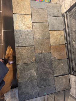 Contemporary Stone Tiled Square Accent Living Room and 2 Stone Tiled Square Side Tables