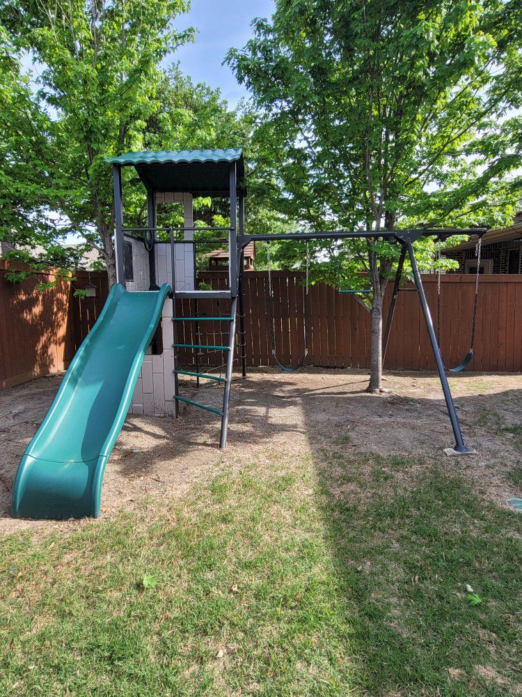 Backyard Swing And Slide Set With Tree House(See Product Link In The Description)