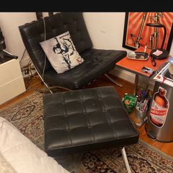 Leather chair and  ottoman 