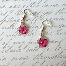 Pink Flower Earrings 