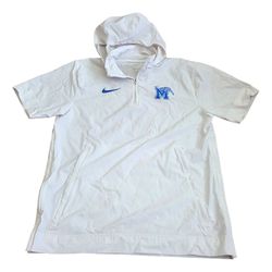 Nike Memphis Tigers coaches short sleeve half zip jacket white blue sz M