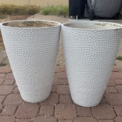 White 20” Tall Round Planters - $10 each (2 available)