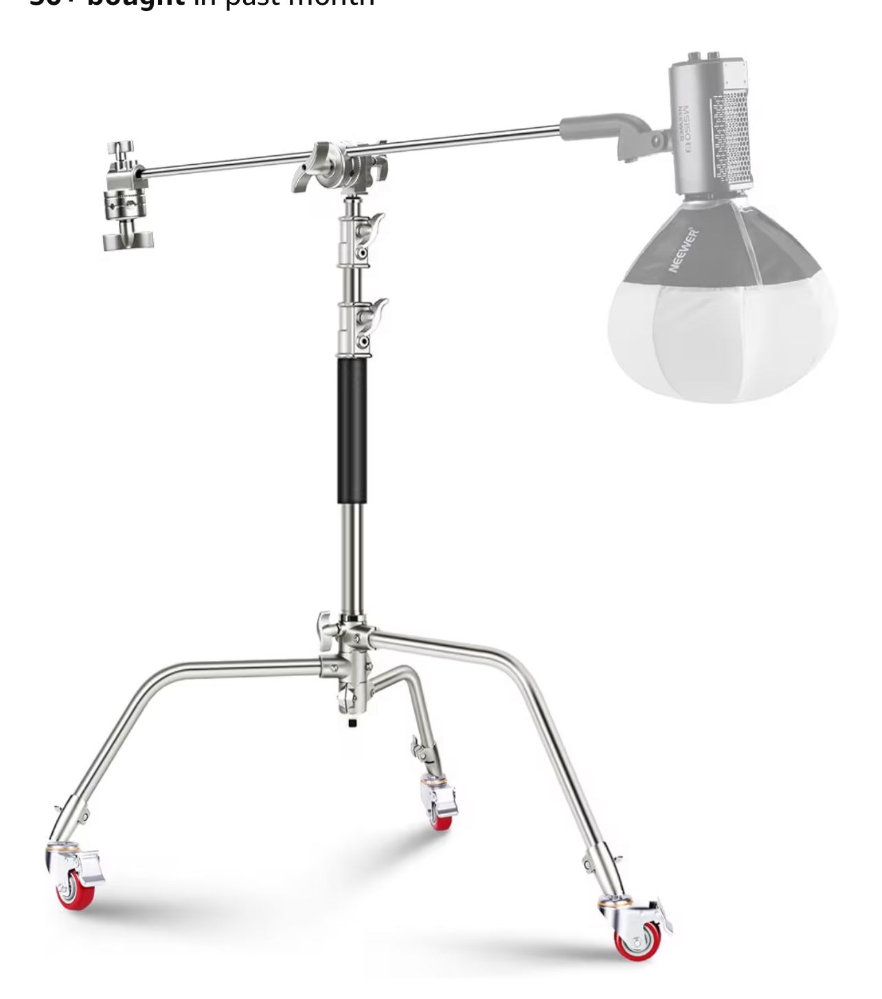 NEEWER Heavy Duty Stainless Steel C Stand with Boom Arm & Wheels